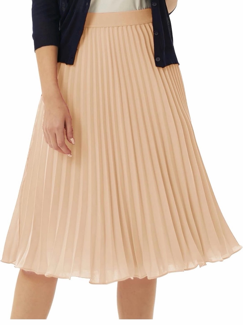 Pleated Midi Skirt in Light Khaki
